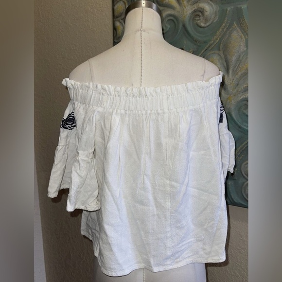 Altar’d State White & Navy Boho Blouse, Small - Picture 4 of 8